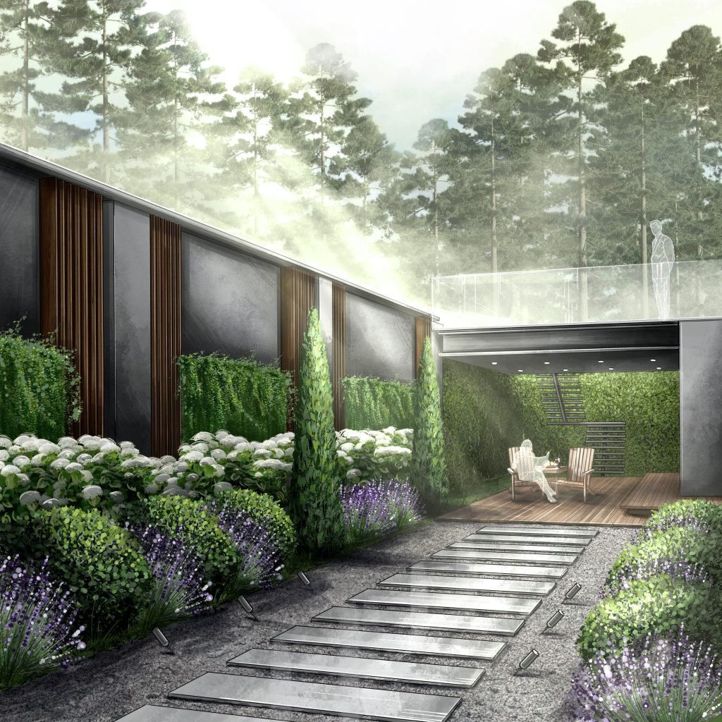 privataus kiemelio landsafto dizainas