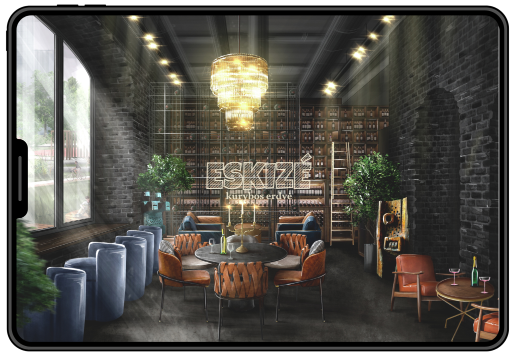 Eskizine vizualizacija prabangus interjero eskizas sukurtas Procreate programa